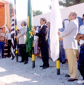 Aniversrio do Distrito de Caucaia - 30/11/1990 - Da esquerda para direita: Presidente da Cmara, Vereador Ivair Bocheti, Prefeito de Cotia Mario Dias Ribeiro e seu Vice-prefeito Mansur.